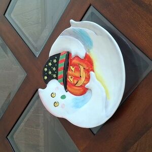Halloween Ghost and Pumpkin Plate